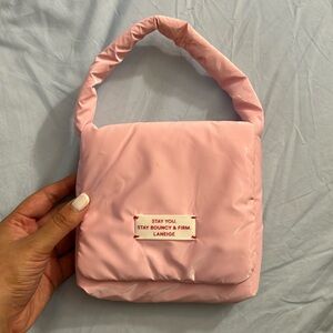 La Niege pink fluffy shiny bag